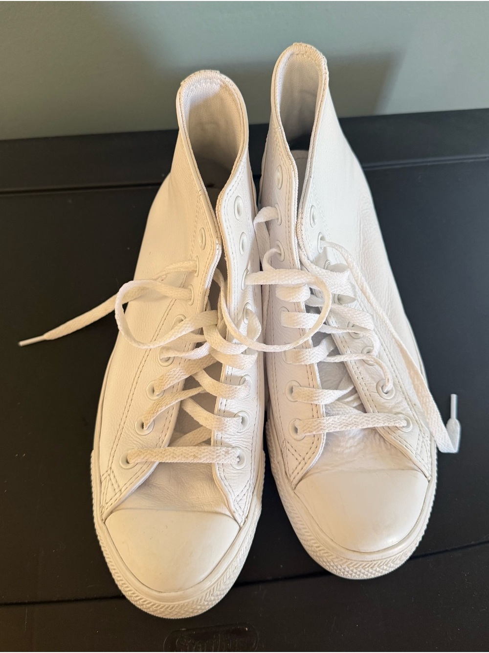 Converse All White Leather High-Top Sneakers